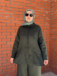 Miss Dalida 2263251 Haki Nakış İşlemeli Keten Gömlek