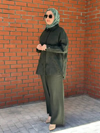 Miss Dalida 2263251 Haki Nakış İşlemeli Keten Gömlek