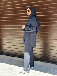 Miss Dalida 2263253 Lacivert Triko Tiktaklı Keten Gömlek