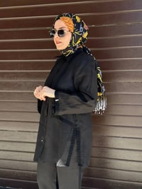 Miss Dalida 2263253 Siyah Triko Tiktaklı Keten Gömlek