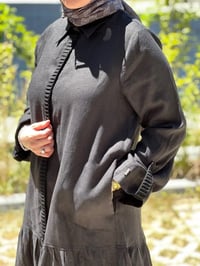 Miss Dalida 2264255 Siyah Gömlek Yaka Bekletme Detaylı Keten Elbise