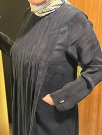 Miss Dalida 2264257 Lacivert Uzun Kollu Keten Cupro Elbise