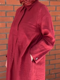 Miss Dalida 2264260 Cherry Önü Cepli Basic Keten Elbise