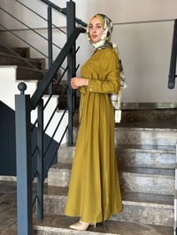 Miss Dalida 2264551 Amber Erkek Yaka İpek Keten Uzun Elbise