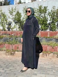 Miss Dalida 2264751 Lacivert Uzun Kollu Renkli Elbise