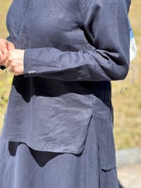 Miss Dalida 2266255-2262258 Lacivert Önü Fermuarlı Keten Gömlek Etek Takım