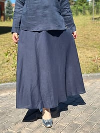 Miss Dalida 2266255-2262258 Lacivert Önü Fermuarlı Keten Gömlek Etek Takım