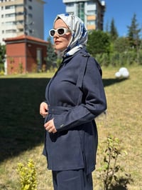 Miss Dalida 2266256 Lacivert Gizli Patlı Omuz Detaylı Keten Gömlek