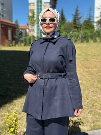 Miss Dalida 2266256 Lacivert Gizli Patlı Omuz Detaylı Keten Gömlek