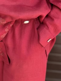 Miss Dalida 2267251 Cherry Beli Lastikli Bol Paça Keten Pantolon