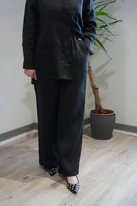 Miss Dalida 2267251 Siyah Beli Lastikli Bol Paça Keten Pantolon