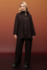 Miss Dalida 2267255 Kakao Bekletme Detaylı Bol Paça Keten Pantolon