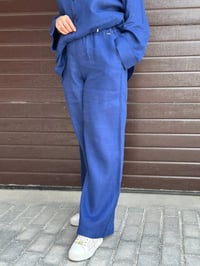 Miss Dalida 2267258 Mavi Bol Paça İpek Keten Pantolon