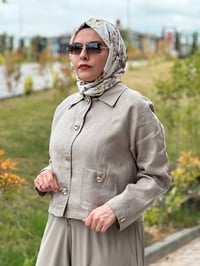 Miss Dalida 2268256 Taş Gömlek Yaka Cepli Keten Ceket