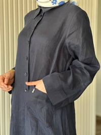 Miss Dalida 2268284 Kakao Nakış Detaylı Düğmeli Keten Uzun Kap