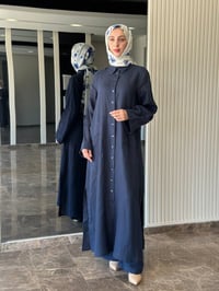 Miss Dalida 2268284 Kakao Nakış Detaylı Düğmeli Keten Uzun Kap