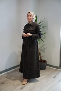 Miss Dalida 2268287 Kakao Kemer ve Cep Detaylı Keten Ceket