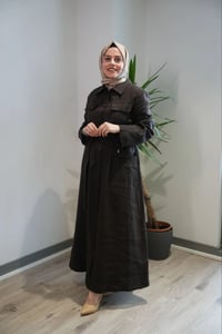 Miss Dalida 2268287 Kakao Kemer ve Cep Detaylı Keten Ceket