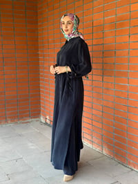 Miss Dalida 2268329 Dark Navy Fermuarlı Beli Büzgülü Cupro Ceket