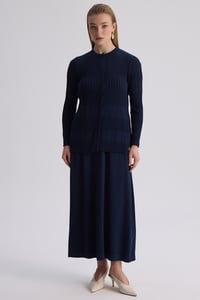 Miss Dalida 3260001 Lacivert Örgü Teknikli Elbise Hırka Takım