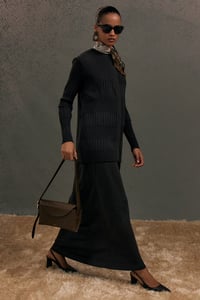 Miss Dalida 3260001 Siyah Örgü Teknikli Elbise Hırka Takım