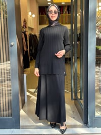 Miss Dalida 3262001 Siyah Örgü Teknikli Triko Kiloş Etek