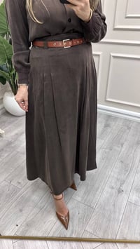 Miss Dalida 3262802 Kemer Detaylı Kahve Uzun Etek 
