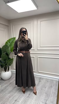 Miss Dalida 3262802 Kemer Detaylı Kahve Uzun Etek 