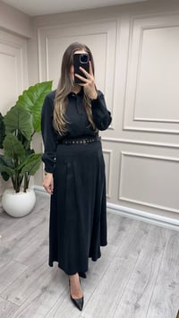 Miss Dalida 3262802 Kemer Detaylı Siyah Uzun Etek 