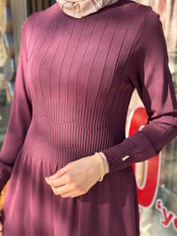 Miss Dalida 3264001 Bordo Kalın Fitilli Triko Elbise