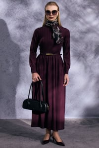 Miss Dalida 3264001 Bordo Kalın Fitilli Triko Elbise