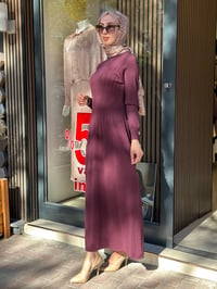 Miss Dalida 3264001 Bordo Kalın Fitilli Triko Elbise