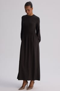 Miss Dalida 3264001 Kahve Kalın Fitilli Triko Elbise