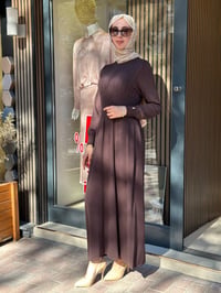 Miss Dalida 3264001 Kahve Kalın Fitilli Triko Elbise