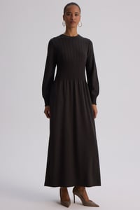 Miss Dalida 3264001 Kahve Kalın Fitilli Triko Elbise