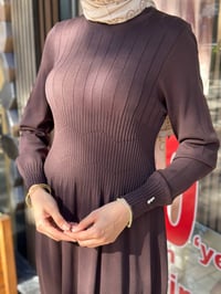 Miss Dalida 3264001 Kahve Kalın Fitilli Triko Elbise