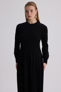 Miss Dalida 3264001 Siyah Kalın Fitilli Triko Elbise