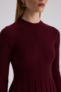 Miss Dalida 3264002 Haki İnce Fitilli Plise Detaylı Triko Elbise