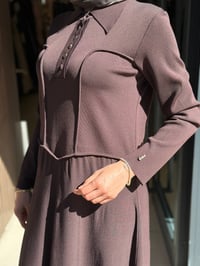 Miss Dalida 3264003 Kahve Gömlek Yaka Uzun Triko Elbise
