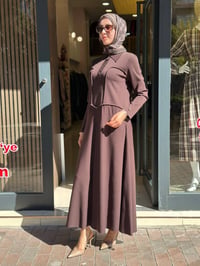 Miss Dalida 3264003 Kahve Gömlek Yaka Uzun Triko Elbise