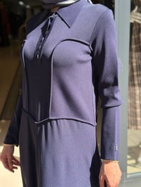 Miss Dalida 3264003 Lacivert Gömlek Yaka Uzun Triko Elbise