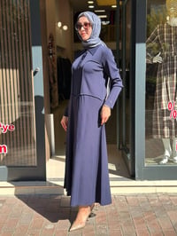 Miss Dalida 3264003 Lacivert Gömlek Yaka Uzun Triko Elbise