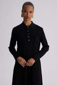 Miss Dalida 3264003 Siyah Gömlek Yaka Uzun Triko Elbise
