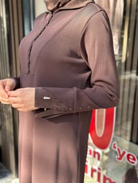 Miss Dalida 3264004 Kakao Bilek Detaylı Düz Renk Triko Elbise