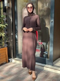 Miss Dalida 3264004 Kakao Bilek Detaylı Düz Renk Triko Elbise