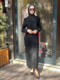 Miss Dalida 3264004 Siyah Bilek Detaylı Düz Renk Triko Elbise