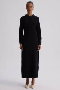 Miss Dalida 3264004 Siyah Bilek Detaylı Düz Renk Triko Elbise