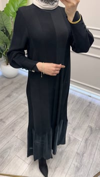 Miss Dalida 3264005 Siyah Örgü Teknikli Düz Renk Uzun Triko Elbise