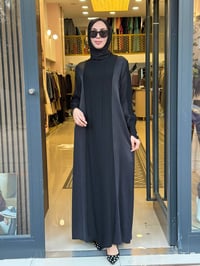 Miss Dalida 3264008 Siyah Balıksırtı Detaylı Uzun Elbise