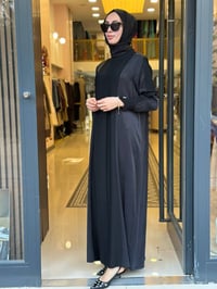 Miss Dalida 3264008 Siyah Balıksırtı Detaylı Uzun Elbise